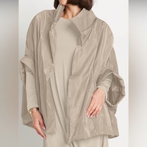 Planet by Lauren G Nylon Chic Swing Satiny  Cape One Size $396 Beige Sand   AA07